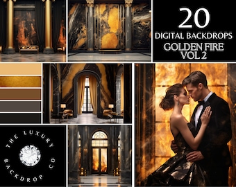 Elegant backdrops, wedding photography background, in gold, yellow and black
