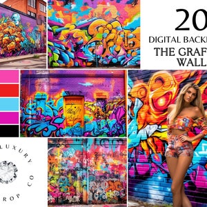 20 Graffiti Digital Photography Backdrops - Urban Photo Backgrounds - Texture Overlays, Studio Backdrops