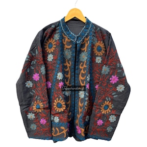 Cotton Embroidery Jacket Suzani Coat, Women Handmade  winter Jacket, Women Coat, Embroidery Quilted Jacket, Unisex Coat, Suzani Short Jacket