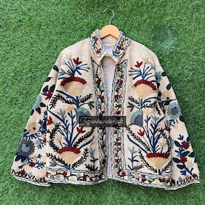 Handmade Cotton Suzani Jacket: Embroidered Quilted Coat