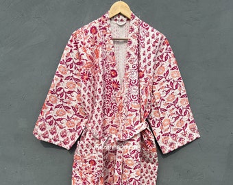 Indischer Patchwork Kantha Kimono: Boho Baumwollrobe