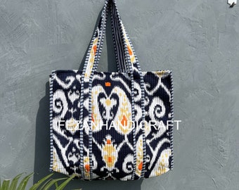 Handmade Cotton Paisley Tote Bag: Boho Floral Shopping Bag