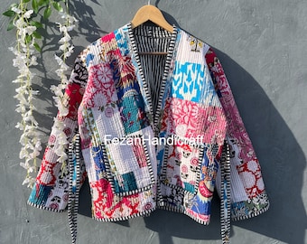 Patchwork Quilted Cotton Jacket: Hand-Stitched Bohemian Overcoat