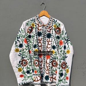 Cotton Women Embroidery Jacket Suzani Coat, Handmade  winter Jacket, Women Coat, Embroidery Quilted Jacket, Unisex Coat, Suzani Short Jacket