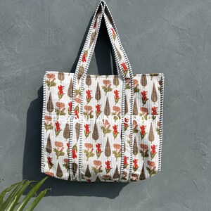 quilted tote bag indian handmade shoulder Bag, cotton quilted tote large bag, Shopping bag With Inside Pocket, quilted tote bag