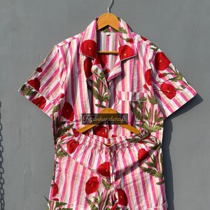Handmade Cotton Floral Pajama Set: Women&#39;s Summer Nightwear