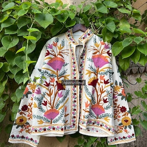 Cotton Suzani Jacket: Embroidered Winter Coat, Robe Gift