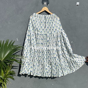 Hand Block Printed Cotton Maxi Skirt: Boho Floral Long Dress