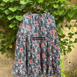 Floral Block Print Cotton Skirt: Handmade Indian Boho Maxi
