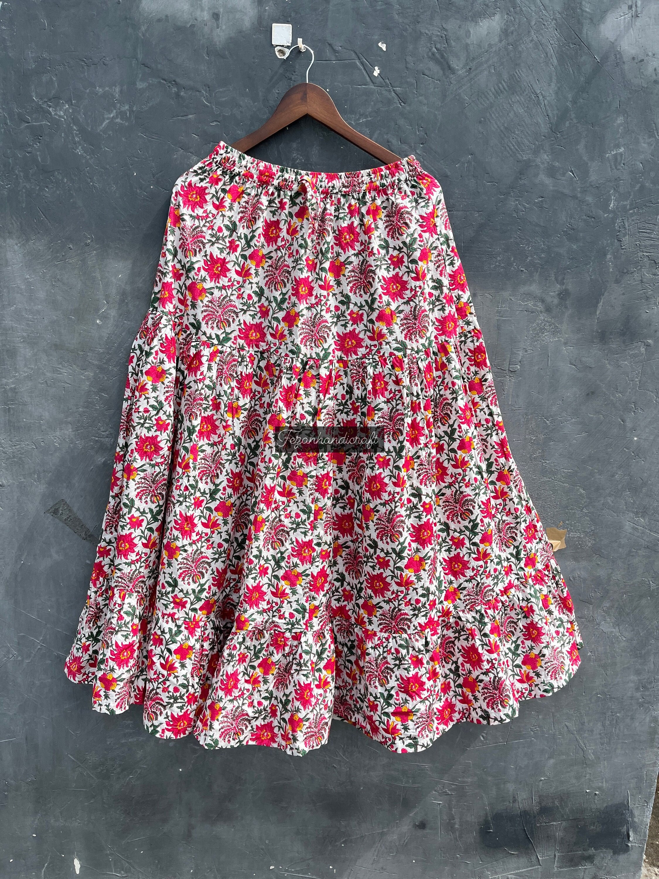 Falda Larga Plisada Con Estampado Etnico Lolitas&L