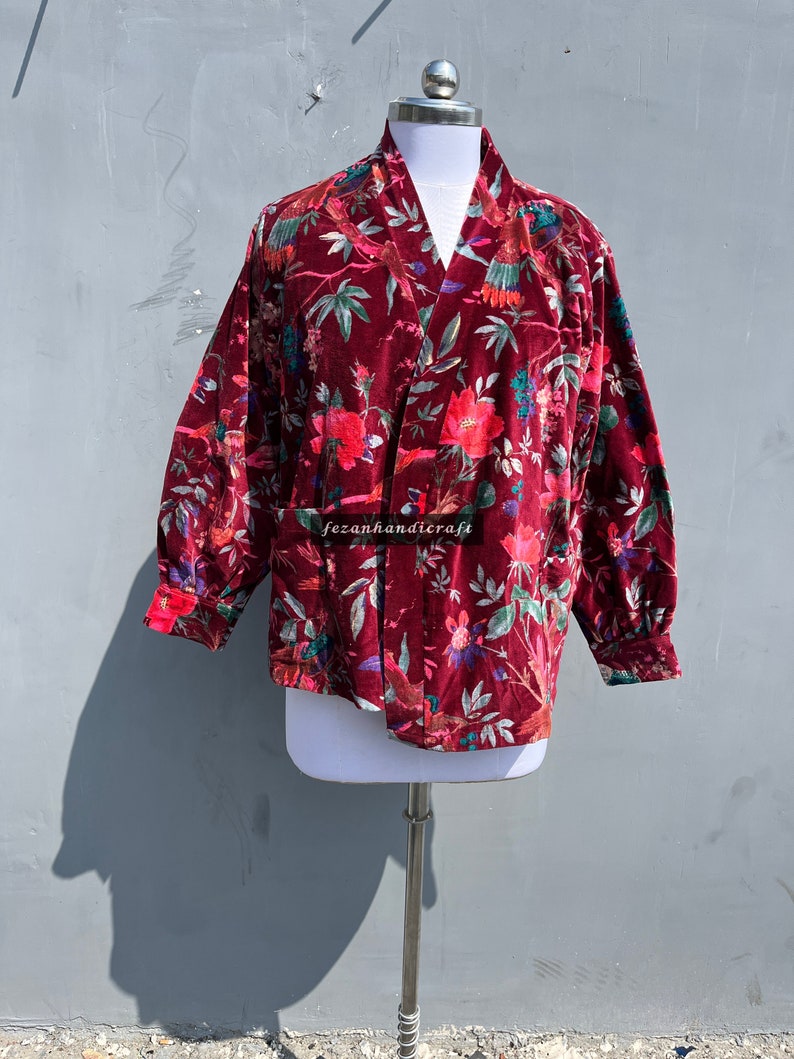 Cotton Velvet Kimono Robes, Morning Tea Velvet Coat, Bridesmaid Robe