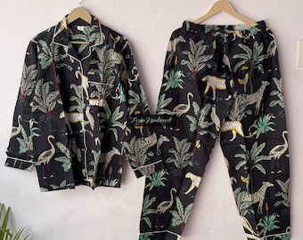 Pijama de algodón para mujer: Estampado de safari en la jungla