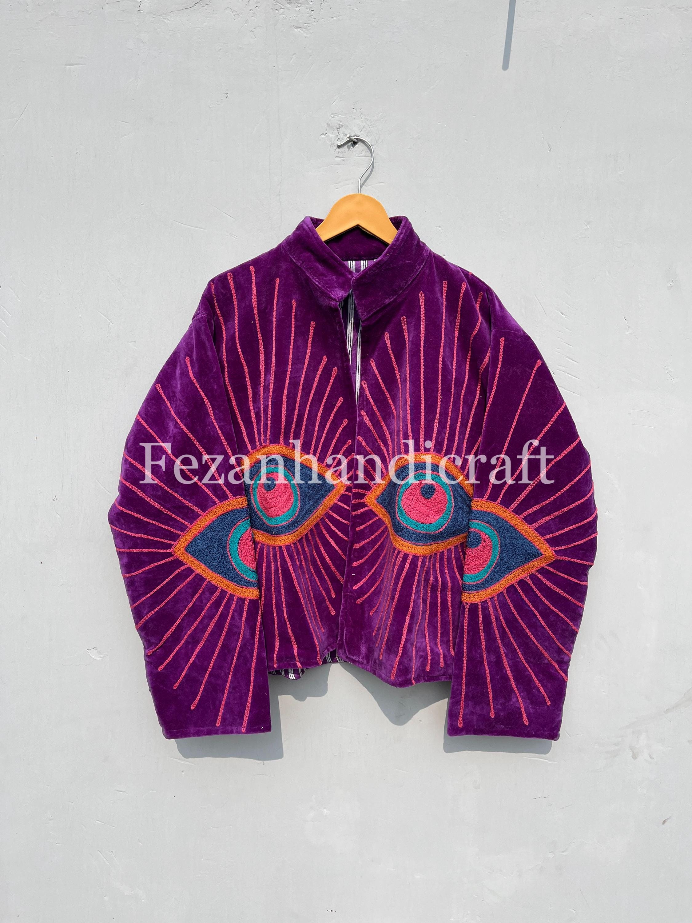 Eye Embroidery Velvet Suzani Jacket, Boho Chic Outerwear - Etsy