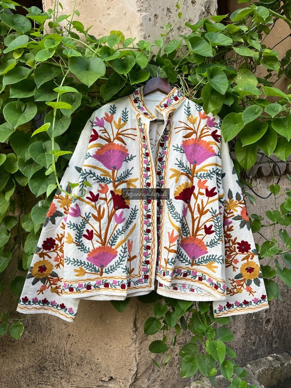 Cotton Suzani Jacket: Embroidered Winter Coat, Robe Gift