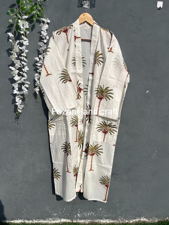 Palm Trees Bath Robe - Unisex - 100% Cotton Palm Trees Bath Robe - Unisex - 100% Cotton