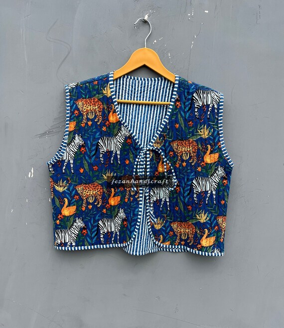 Veste saharienne en coton matelassé veste sans manches de style