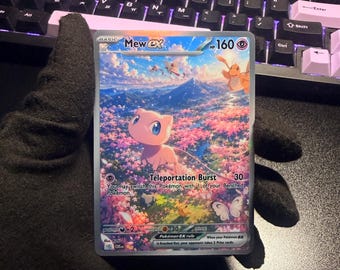 Flying Mew with Dragonite | Custom Fan Art Holographic Cards | Gift for Fans