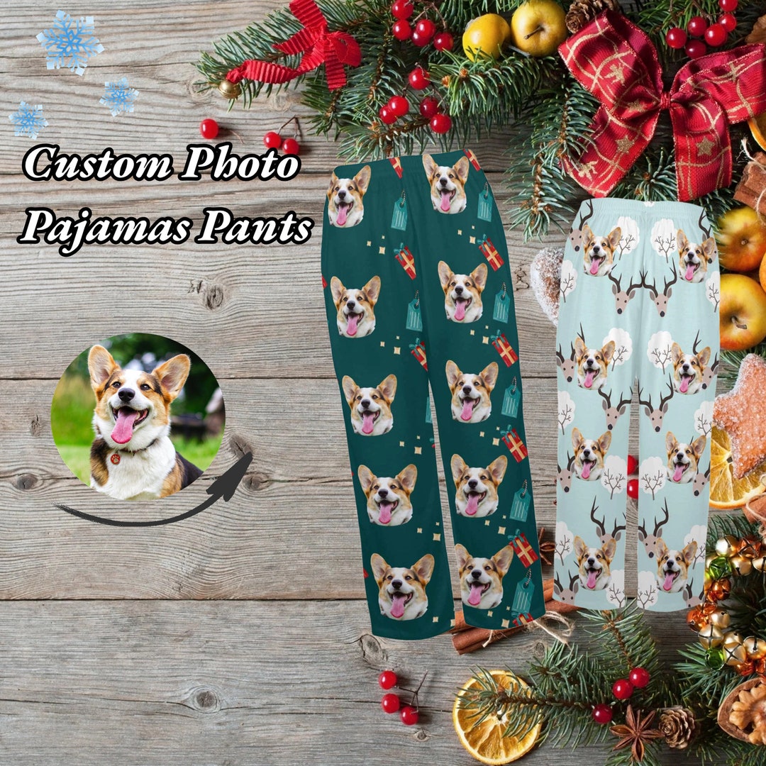 Custom Photo Pajama Pantspersonalized Dog Face Pajama Pants Etsy