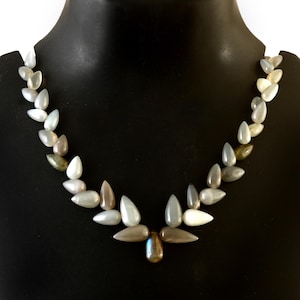 Rainbow Moonstone Tear Drop Necklace: Vintage Bridal Jewelry