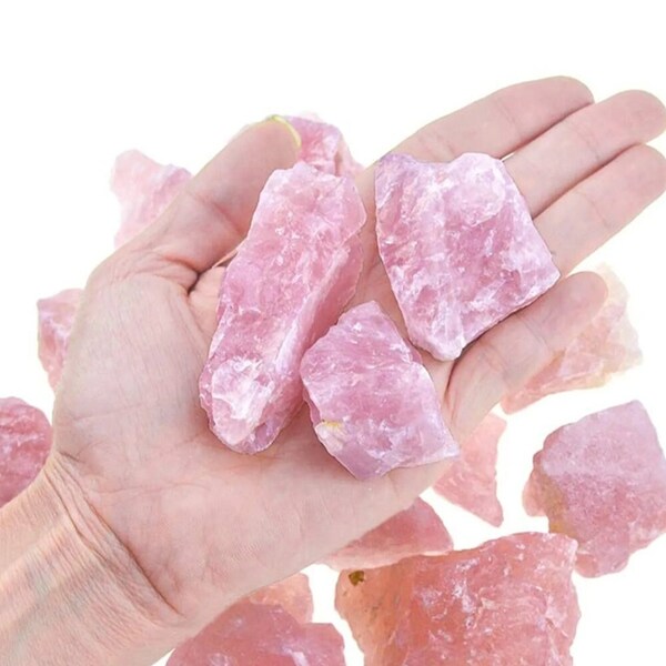 Pierres naturelles brutes de quartz rose Choisissez des onces ou des livres en gros en vrac (qualité supérieure « A ») brutes pour la fabrication de bijoux