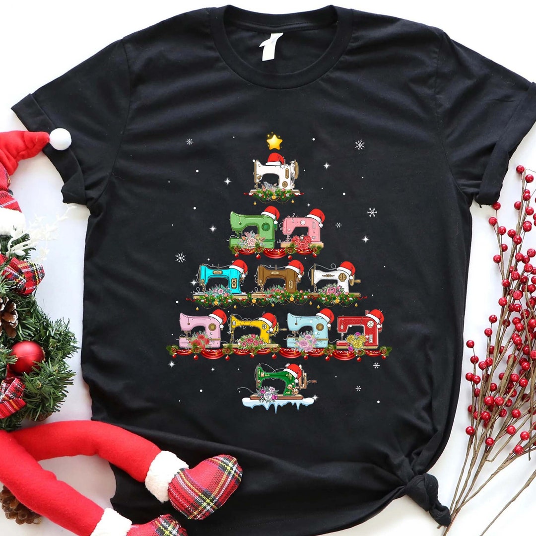 Sewing Machine Christmas Tree Shirt Merry Christmas Sewing Etsy