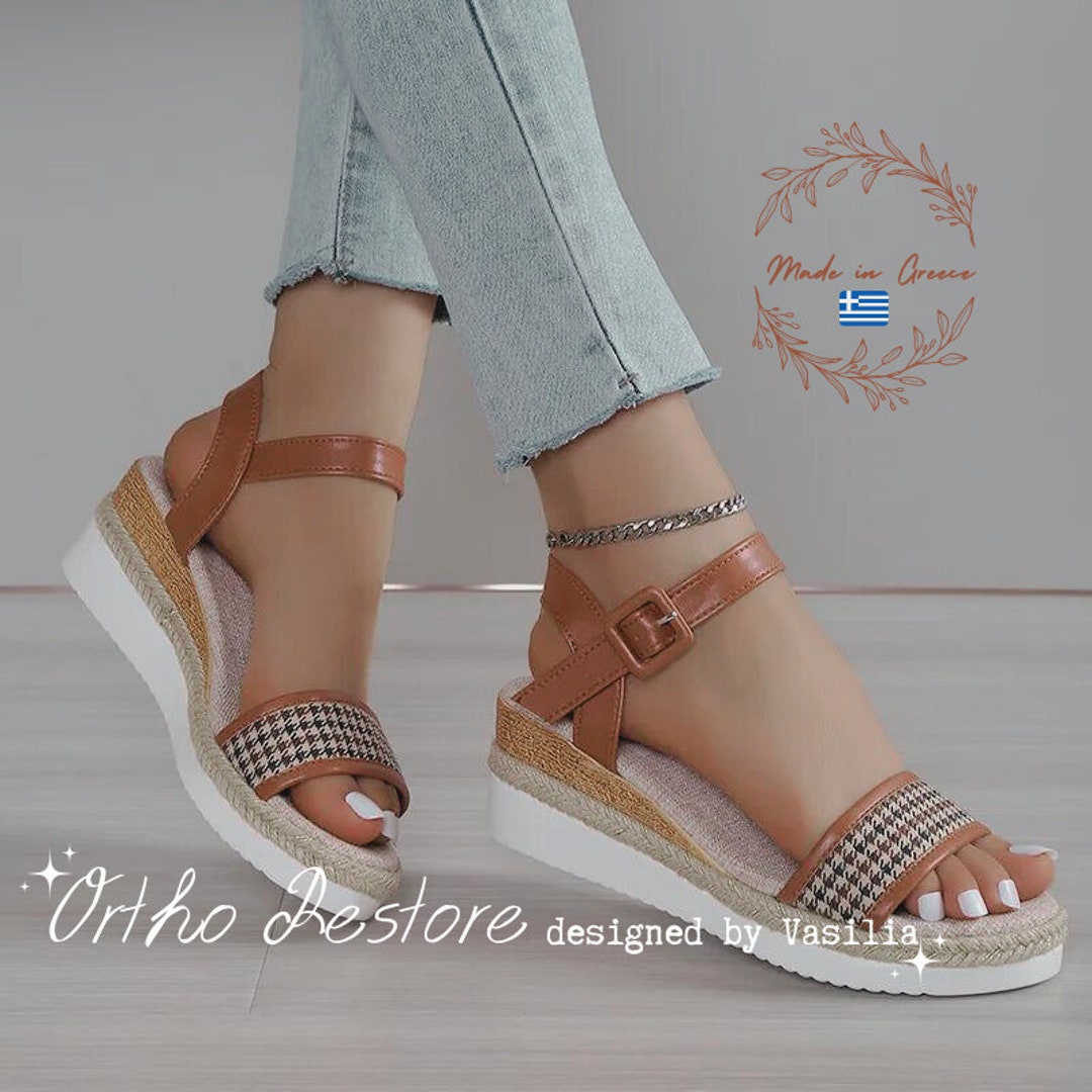 Handmade Orthopedic Wedge Sandals With Leather Straps Etsy