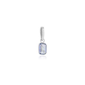 Elegant 7x5mm Octagon Blue Sapphire Dainty Pendant | 14k Solid White Gold Minimalist Charm Necklace | Unisex Everyday Jewelry | Gift for Her