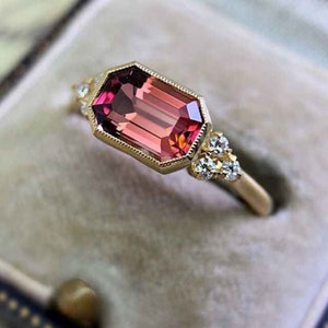 Ruby Ring / Ruby Engagement Ring in 14k Gold /  Natural 7 Stone Ruby Diamond Ring/ July Birthstone/ Promise Ring / Dainty Diamond Ring