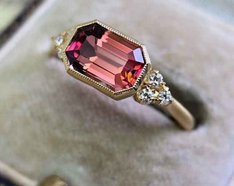 Ruby Ring / Ruby Engagement Ring in 14k Gold /  Natural 7 Stone Ruby Diamond Ring/ July Birthstone/ Promise Ring / Dainty Diamond Ring