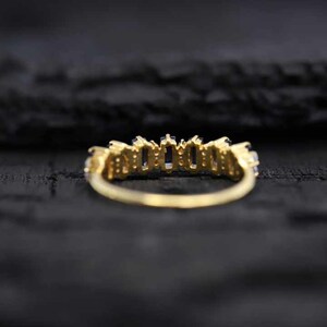 4x2mm Baguette Cut Blue Sapphire Gemstone Ring