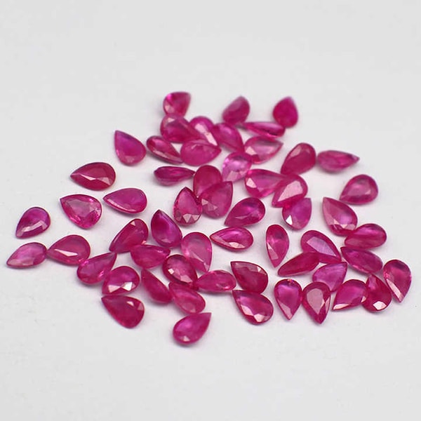 Precious Ruby Gemstone 6x4mm Pear Cut Ruby Gemstone For Jewelry Making - Handmade Loose Gemstone - Anniversary Gift For Mom