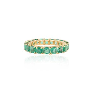 4.90 TCW Natural Emerald Eternity Band / 14k Solid Gold Stackable Women Ring / Green Gemstone Wedding Band / Bridal Anniversary Gift Jewelry