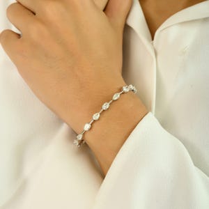 6.13 CTW Natural Diamond Tennis Bracelet | Solid 14k White Gold Mixed Cut Diamond Engagement Bracelet | Bridal Fine Jewelry Anniversary Gift
