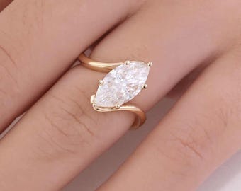 2.50 CT Moissanite Solitaire Ring | 14K Solid Gold Split Shank Engagement Ring | Wedding Anniversary Gift Birthday Gift For Wife Her