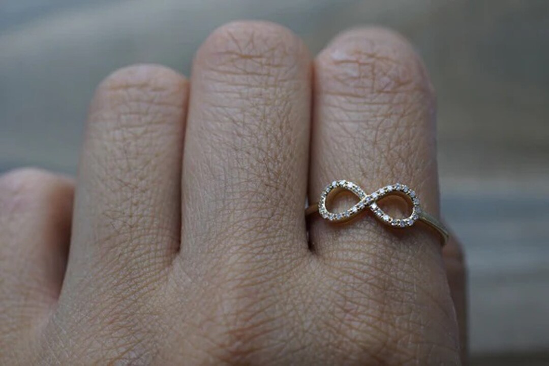 Infinit Rings Gold Diamond Infinity Ring / Gold Infinity Ring / 14k Gold Diamond Infinity ...