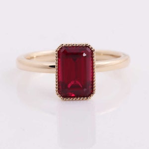 Natural Burma Ruby Solitaire Wedding Ring | 14k Solid Gold 8x6mm ...