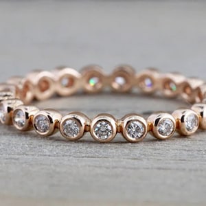 Bezel Diamond Eternity Ring , Bezel Set Full Eternity Band , Diamond Eternity Ring , Stackable Diamond Ring , Diamond Ring , 14k Gold Ring