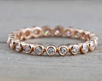 Bezel Diamond Eternity Ring , Bezel Set Full Eternity Band , Diamond Eternity Ring , Stackable Diamond Ring , Diamond Ring , 14k Gold Ring