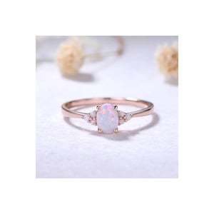 14k Solid Gold Engagement Ring / 1.98 CT Vintage Ethiopian Opal Promise Ring / Handmade Wedding Ring / Dainty Anniversary Ring / Bridal Gift