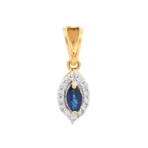 0.35 CT Natural Blue Sapphire Pendant | 14k Solid Gold Marquise Shape Diamond Necklace | Dainty Wedding Jewelry | Birthday Gift for Daughter