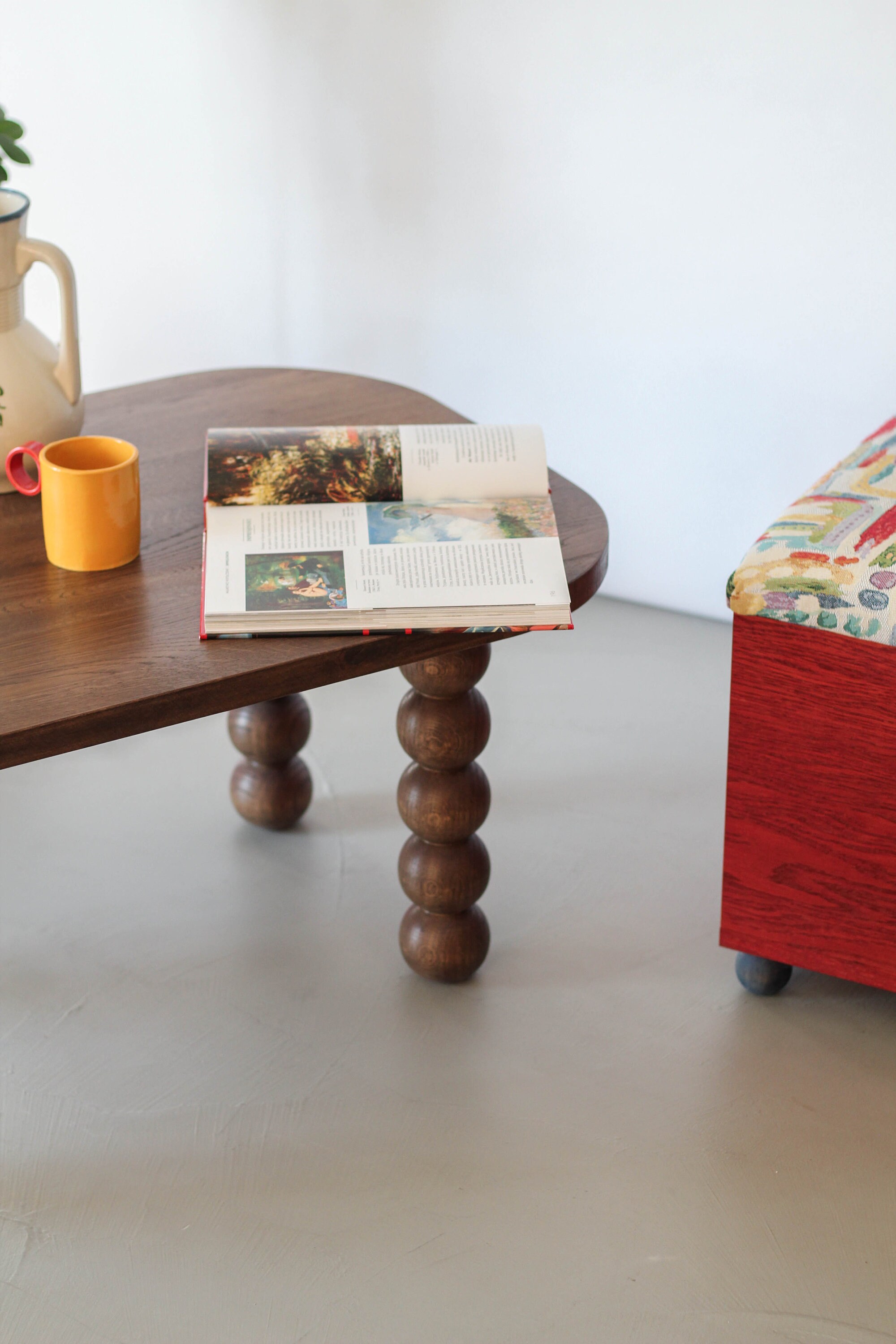 Wooden Large Coffee Table With Nice Curves, Brown Wood - Etsy