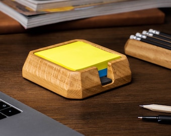 Post-It-Tablett aus Holz, Haftnotizhalter, Büro-Schreibtisch-Accessoires, Organizer-Home-Office-Dekor, Mitarbeiter-Geschenk