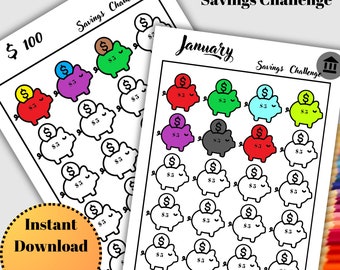 Geld-Challenge, Gehaltsscheck-Budget, Savings Tracker Printables, Savings Tracker Bundle
