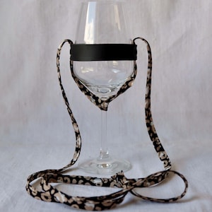 Leather wine glass holder for wearing around the neck, perfect for wine festivals, girls' nights out, bachelorette parties, various colors, gift idea for wine lovers image 1