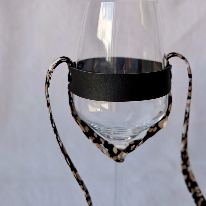 Leather wine glass holder for wearing around the neck, perfect for wine festivals, girls' nights out, bachelorette parties, various colors, gift idea for wine lovers image 4