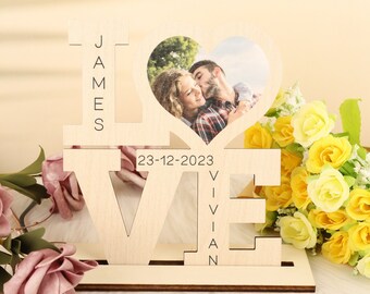 LOVE photo personnalisé, cadre photo de table personnalisé, cadre photo cadeau de mariage, souvenir de mariage, cadeau Saint Valentin, cadeau pour elle