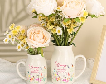 Vase à fleurs personnalisé si grand-mère, jardin de mamies mois de naissance, jardin de mamas, cadeau vase de fleurs, cadeau fête des mères pour grand-mère Nana Mimi
