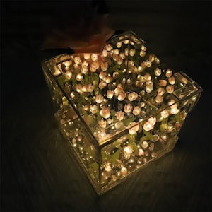 Lampe LED veilleuse de fleurs de tulipe personnalisée, lampe de miroir de nuage de mer de fleur de tulipe bricolage, lampe de tulipe, décoration de chambre de lampe florale, cadeau pour grand-mère de nana mimi image 2