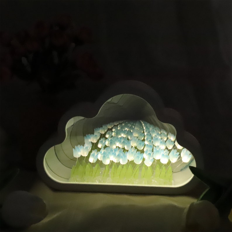 Aangepaste Tulp Bloem Nachtlampje Led Lamp, DIY Tulp Bloem Zee Wolk Spiegellamp, Tulpenlamp, Bloemenlamp Kamer Decor, Cadeau voor Nana Mimi Oma afbeelding 5