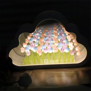 Lampe LED veilleuse de fleurs de tulipe personnalisée, lampe de miroir de nuage de mer de fleur de tulipe bricolage, lampe de tulipe, décoration de chambre de lampe florale, cadeau pour grand-mère de nana mimi image 4